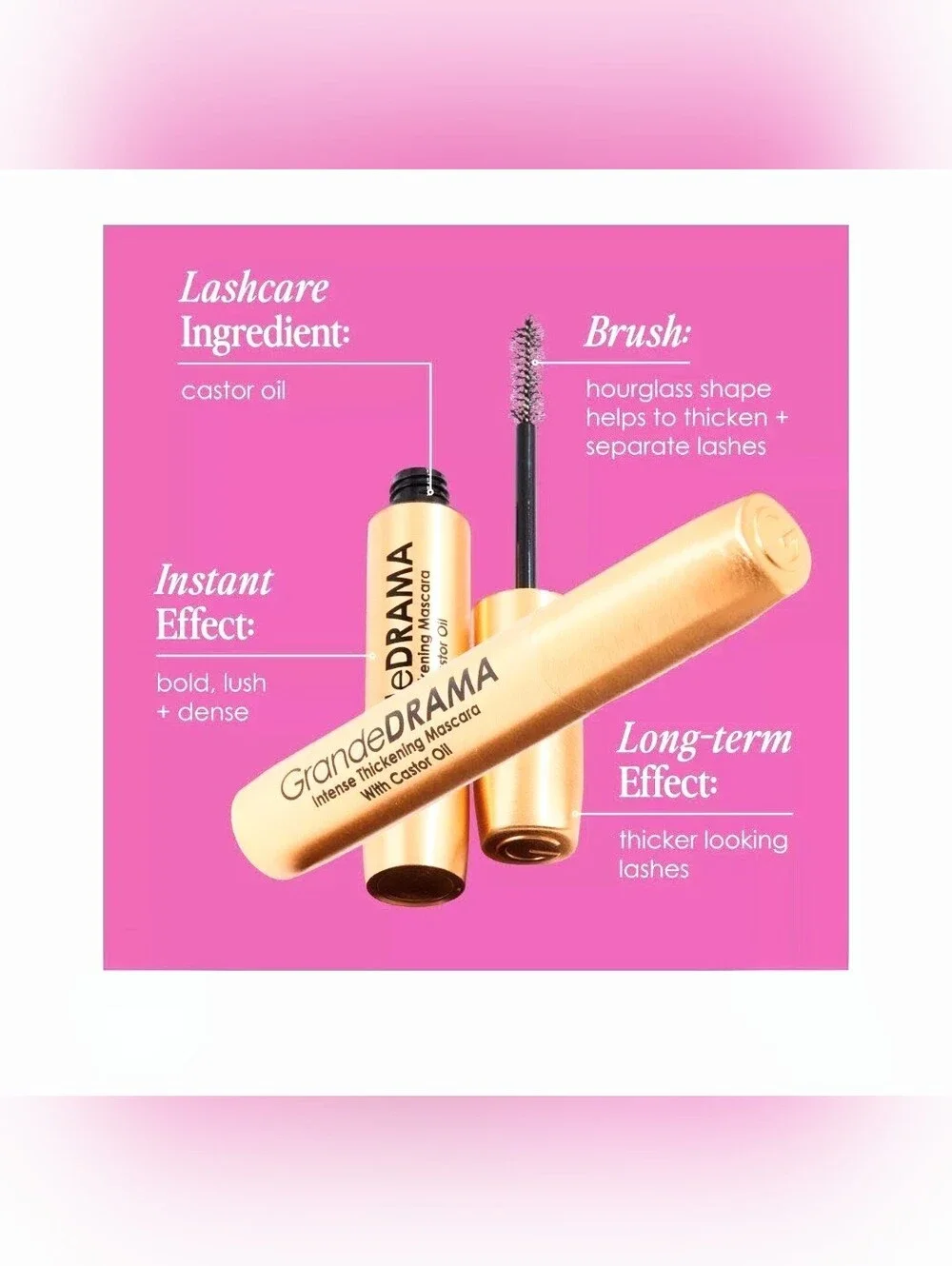 Grande Cosmetics GrandeDRAMA Intense Thickening Mascara w/ Castor Oil Full Size